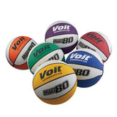 Six basketballs arranged together, all marked with the word volt in bold lettering.